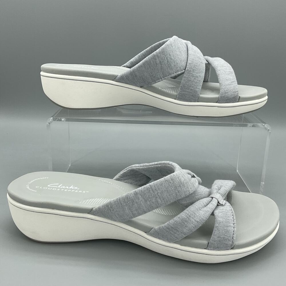 NEW Clark’s Women’s Breeze Rae Cam Thong Slip on Sandals Light Grey Size 9.5M